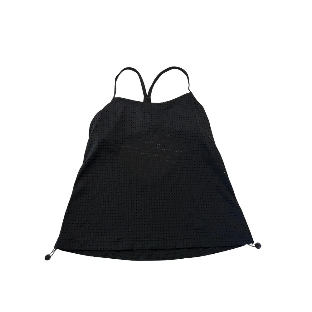 Nike Womens Black Perforated Mesh Tank Top Built In Sports Bra Racerback Medium
